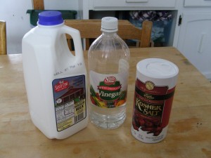 Milk, vinegar, and salt